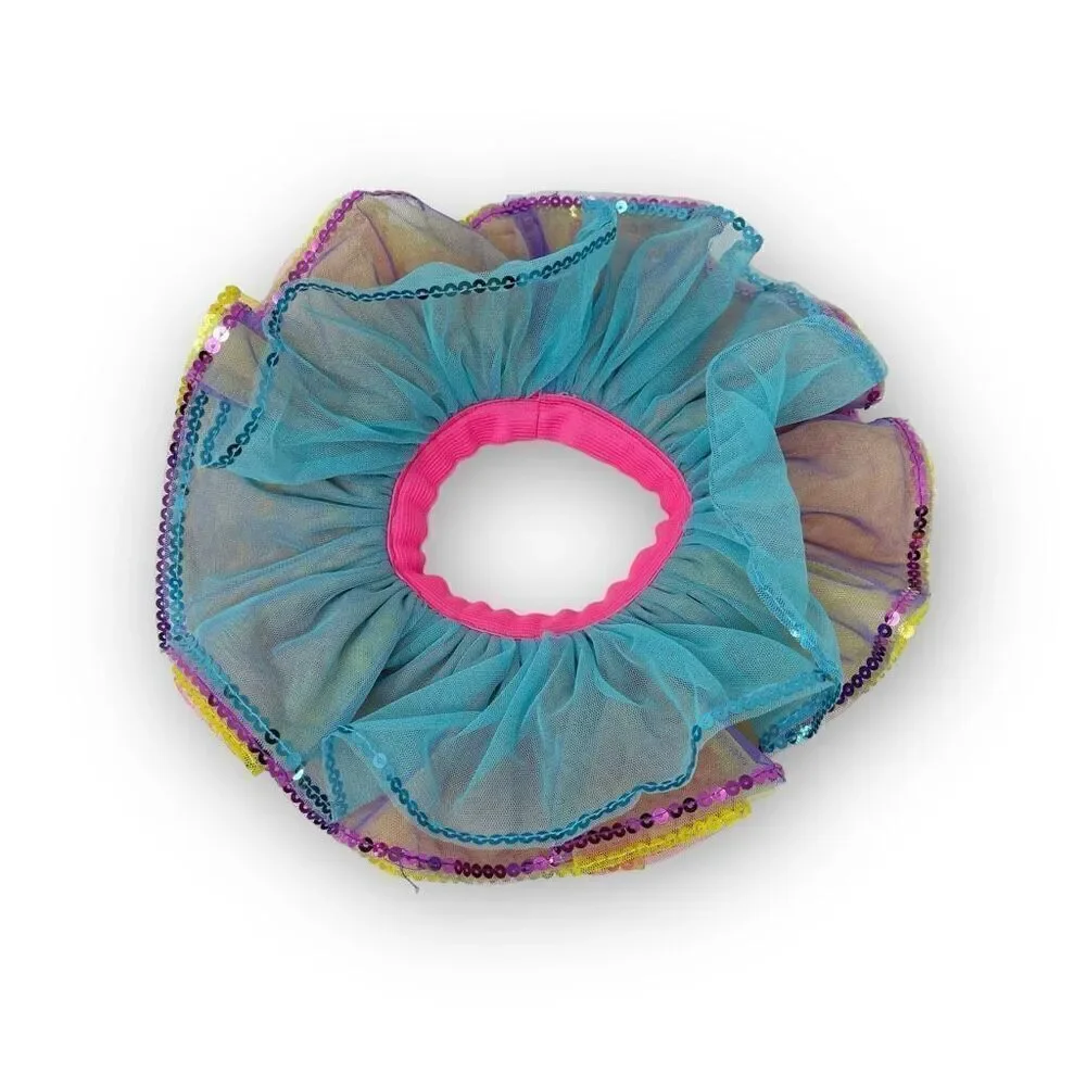 Build A Bear BABW Pastel Rainbow Tutu Reversible & Sequined Gold Glitter Shoes